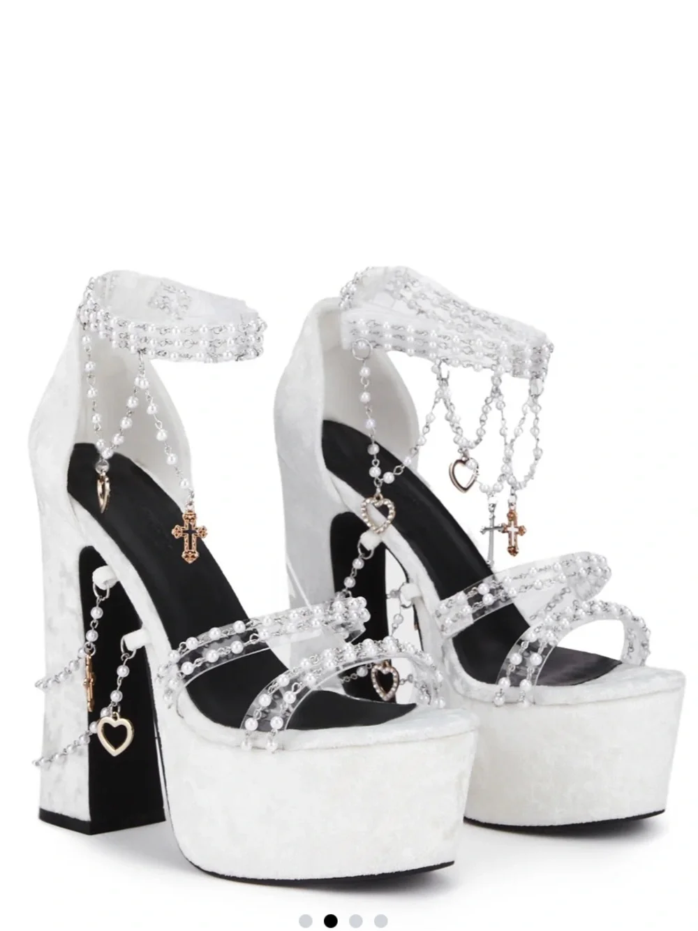 Sugar Thrillz Holy Revelation WhiteVelvet PearlGoth Angel Platform Heels 7*FLAWS